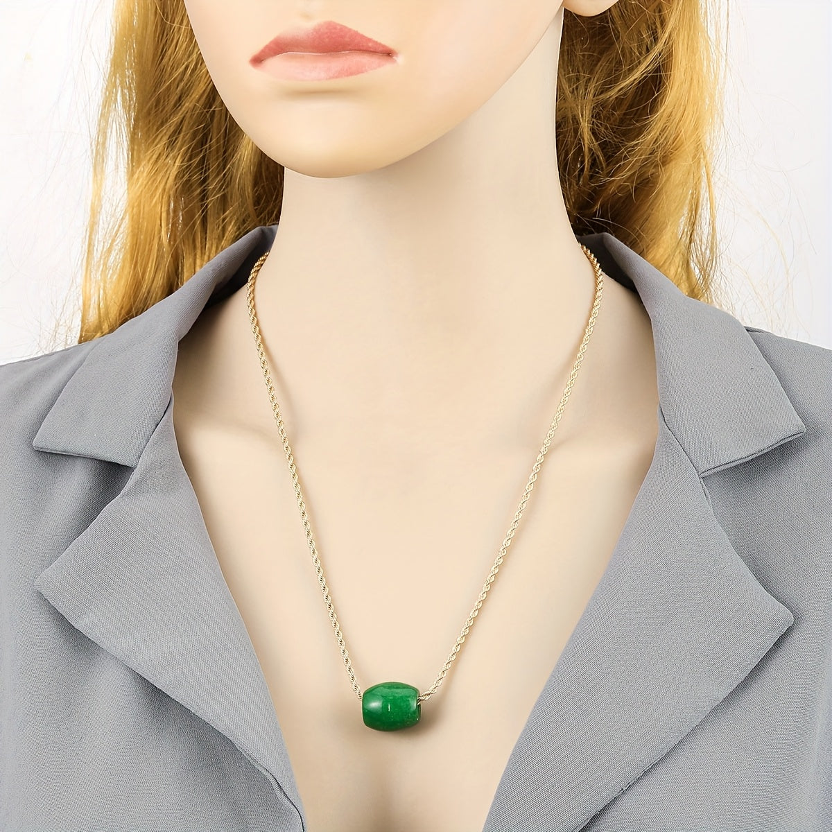 Deep Green Gemstone Pendant Necklace - Natural Energy for Harmony & Prosperity
