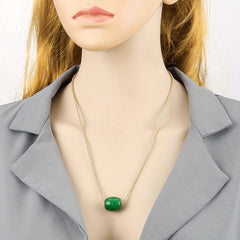 Deep Green Gemstone Pendant Necklace - Natural Energy for Harmony & Prosperity