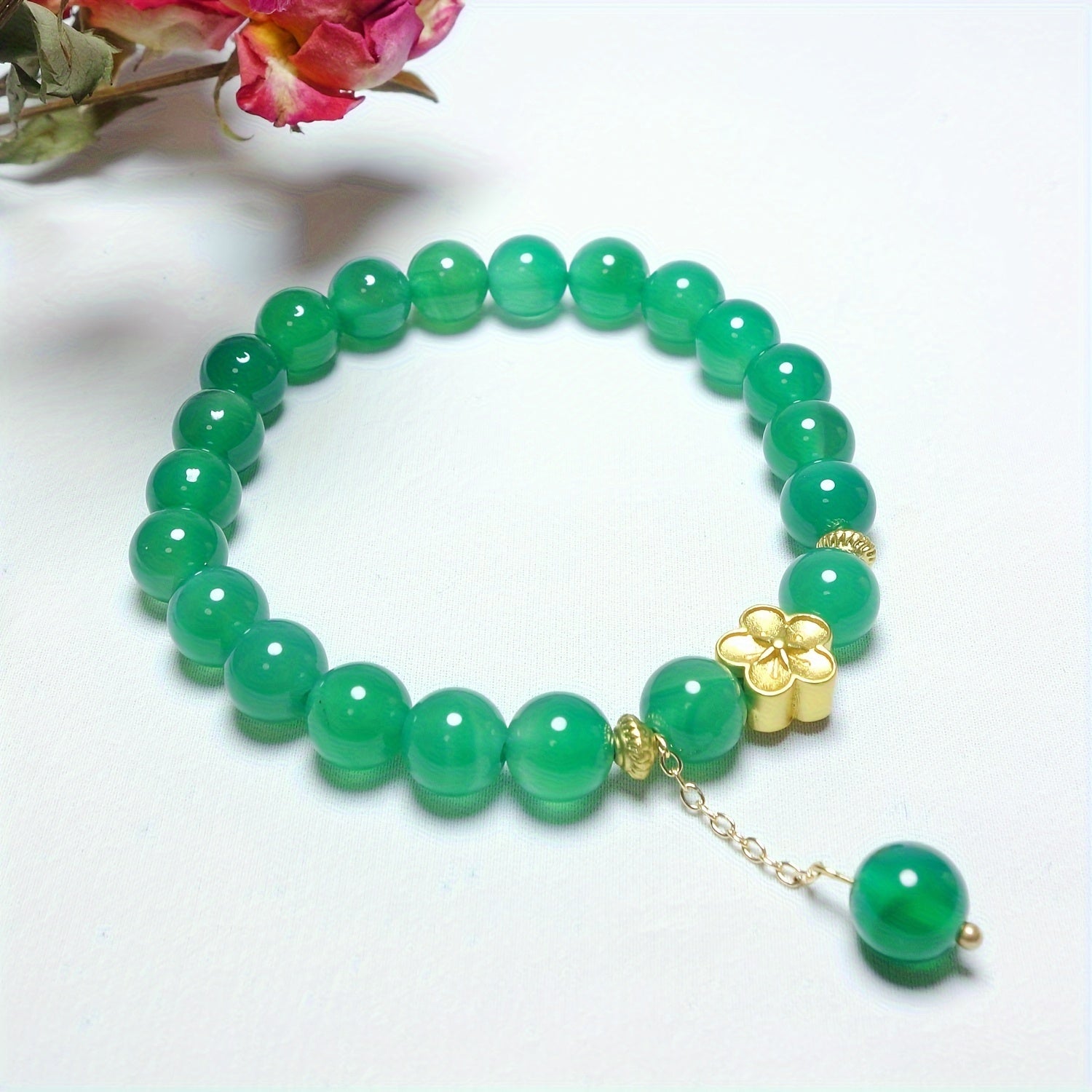 Elegant Natural Stone Agate Pendant Bracelet - Harmony & Grounding Energy
