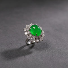 Premium Green Agate Cocktail Ring | Vintage-Inspired Floral Design for Prosperity & Emotional Balance