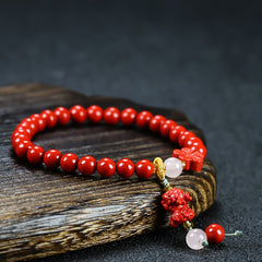 Men's Vintage Cinnabar Pixiu Bracelet for Luck, Protection, and Grounding Energy