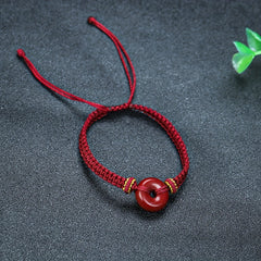 Men's Cinnabar Braided Rope Bracelet with Lucky Pendant - Spiritual Protection & Wealth Attraction