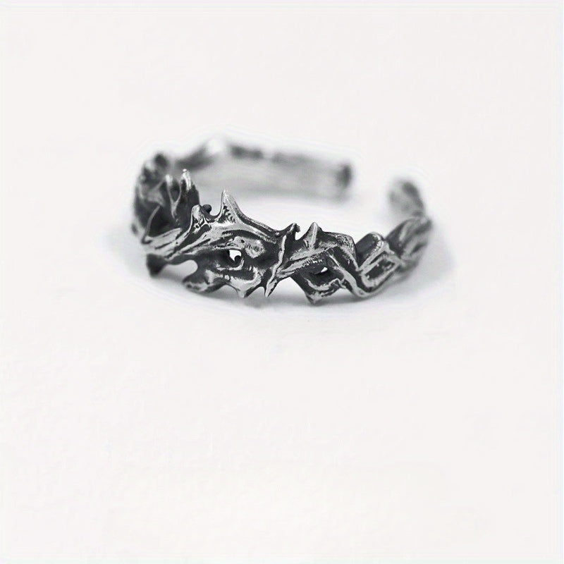 Vintage Gothic Thorn Design Zinc Alloy Ring — Spiritual Protection, Ancient Wisdom & Edgy Style Amulet