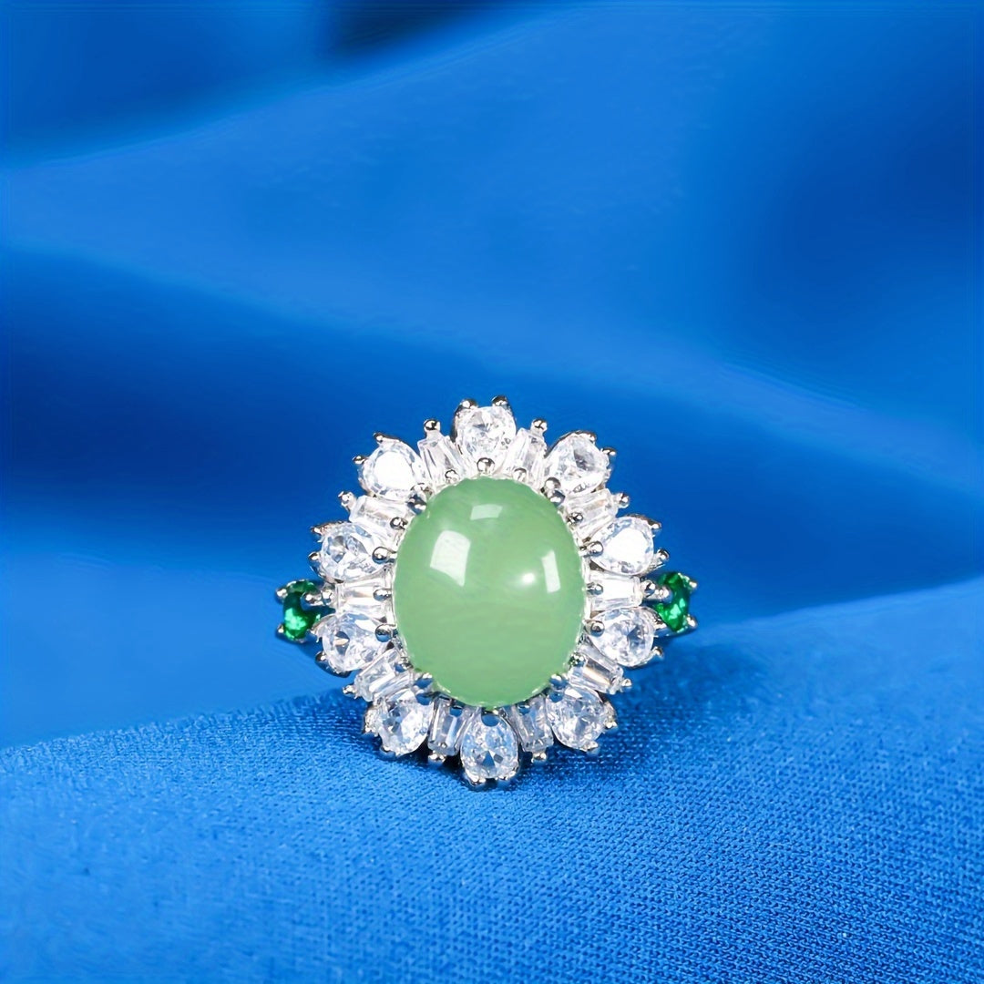 Retro Statement Ring with Natural Crystal for Confidence and Clarity