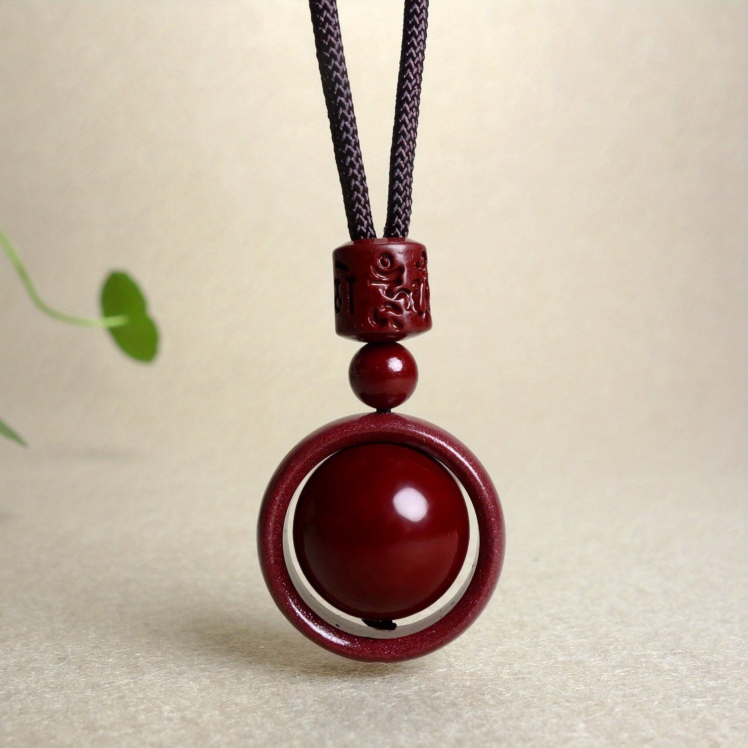 Cinnabar Transfer Wheel Pendant Necklace: Attract Wealth & Good Luck with Deep Red Energy