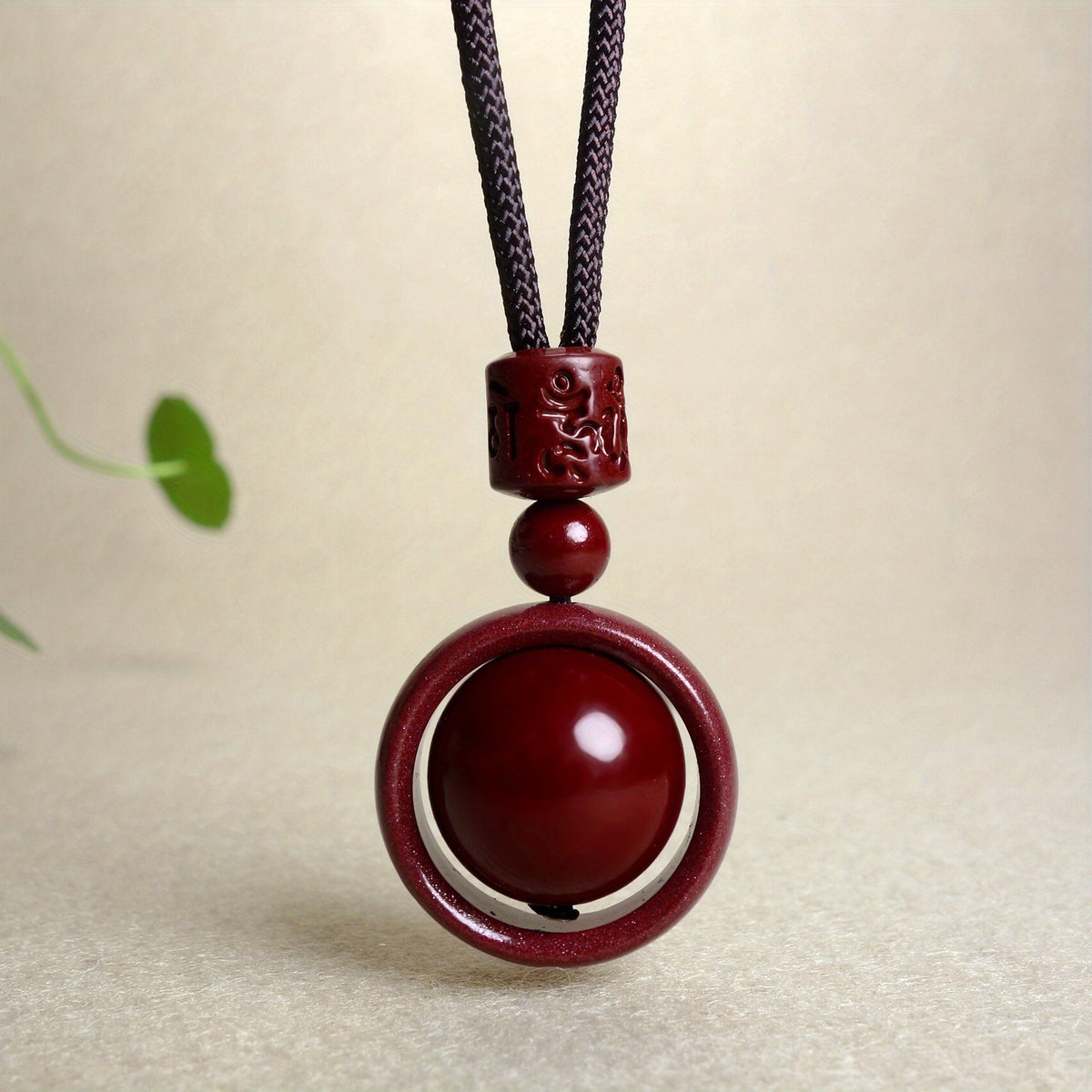 Cinnabar Transfer Wheel Pendant Necklace: Attract Wealth & Good Luck with Deep Red Energy