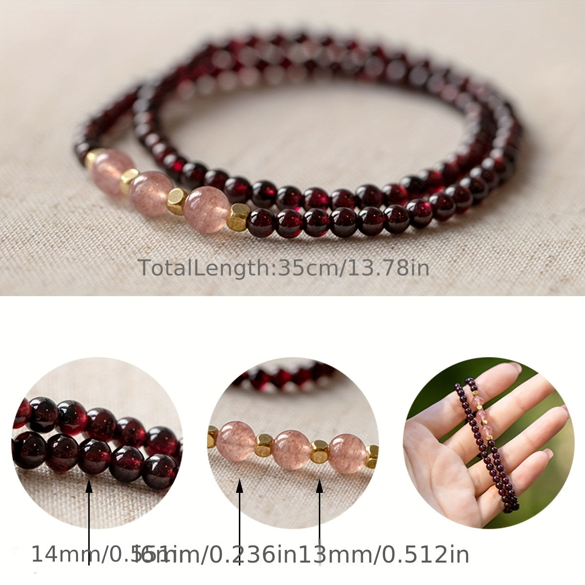 Bohemian Multi-Layer Beaded Bracelet - Wine Red, Pink & Gold Crystals for Elegance & Spiritual Energy