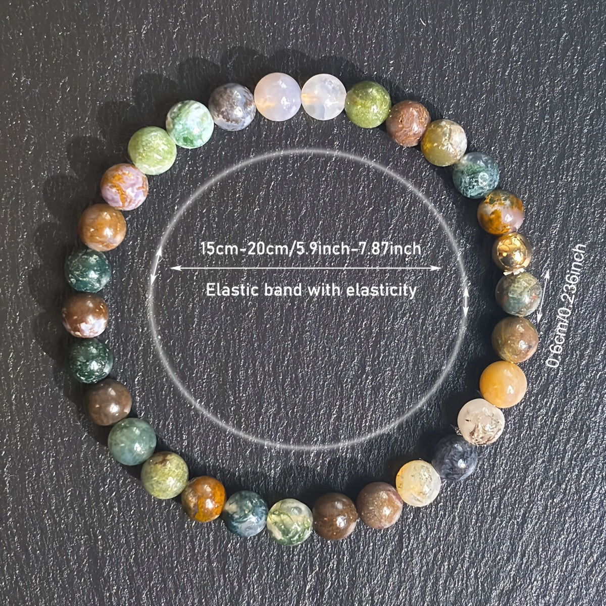 1pc Ocean Jasper Bracelet - Bohemian Style Handmade Jewelry for Emotional Stability & Love Attraction