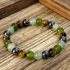 Abundance Prosperity Bracelet - Handwoven Natural Stone Beads for Wealth & Good Luck - Bohemian Energy Jewelry
