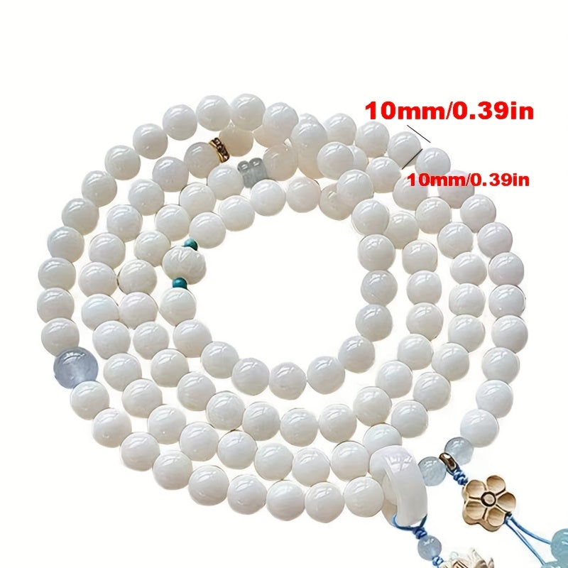108pcs White Bodhi Prayer Beads - Spiritual Energy for Meditation & Protection