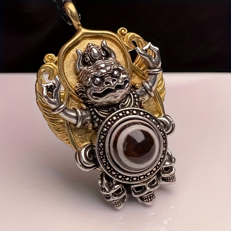 intage Tibetan Dzi Bead Pendant - Garuda Design for Protection & Energy
