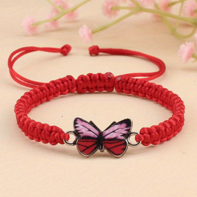 Butterfly Bracelet For Couples - Trendy Red Rope Adjustable Couple Bracelet for Love & Connection
