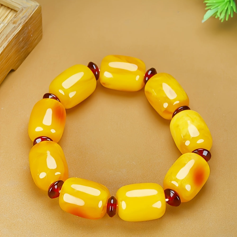 Men's Fluorescent Floating Salt Amber Bracelet Chicken Oil Yellow Honey Wax for Energy Balance & Style
