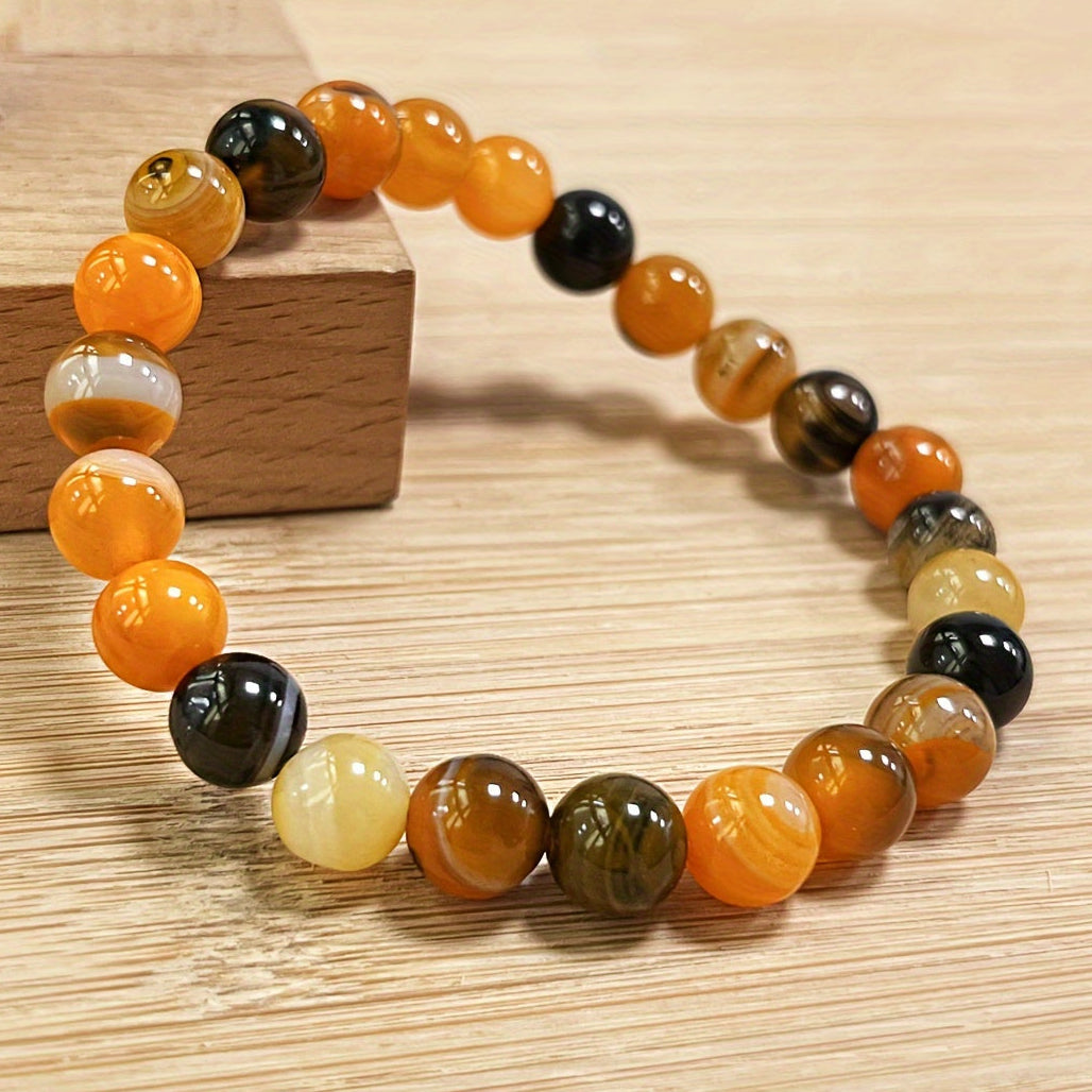 Agate Bracelet Natural Stone Beads Handmade Boho Energy Jewelry