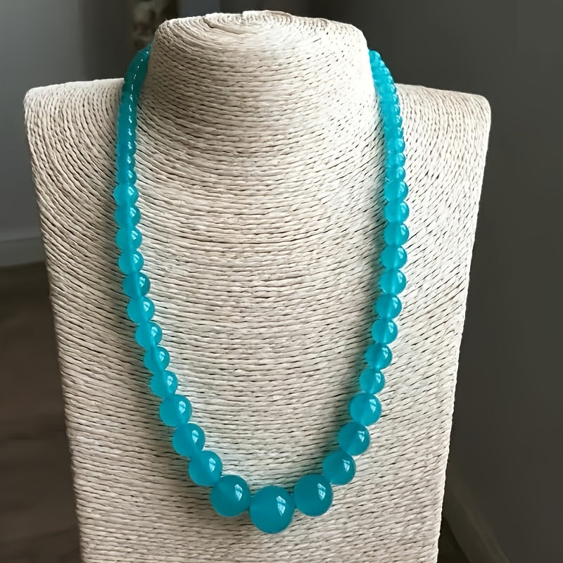 Women's Elegant Natural Stone Pagoda Chain Necklace - Turquoise Beads for Spiritual Energy & Mindful Elegance