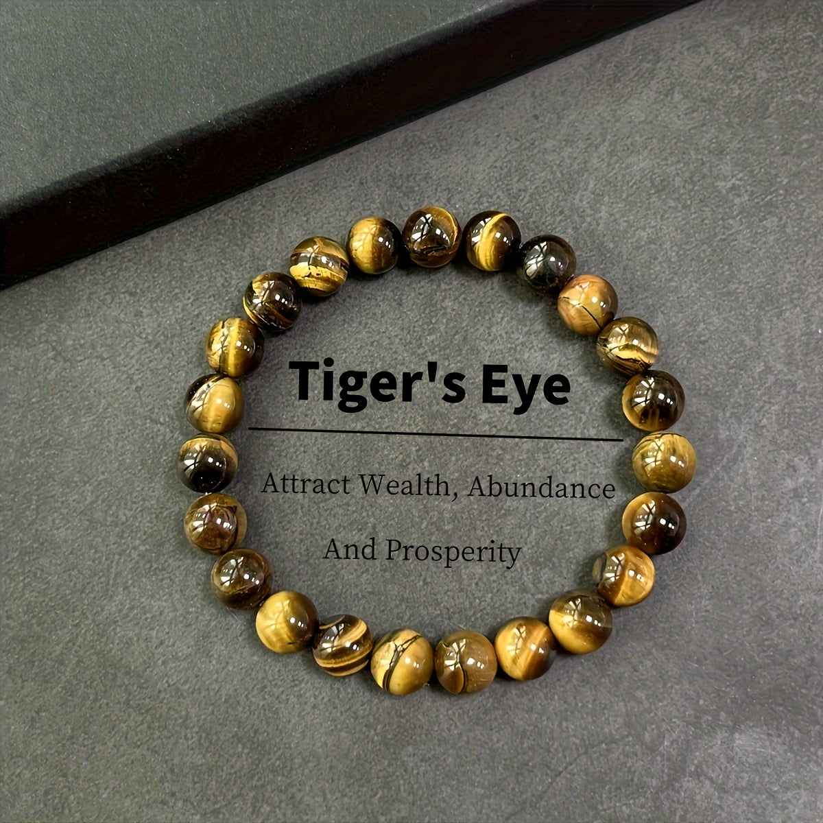 Natural Tiger's Eye Bracelet - 8mm Beads for Wealth & Prosperity Energy