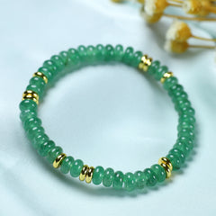 Natural Stone Green Bracelet with Golden Accents - Bohemian Style for Harmony & Energy
