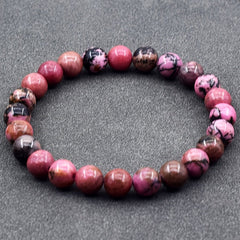 Vintage Rose Natural Stone Bracelet - Handmade Twisted Bead Design for Couples' Gifts