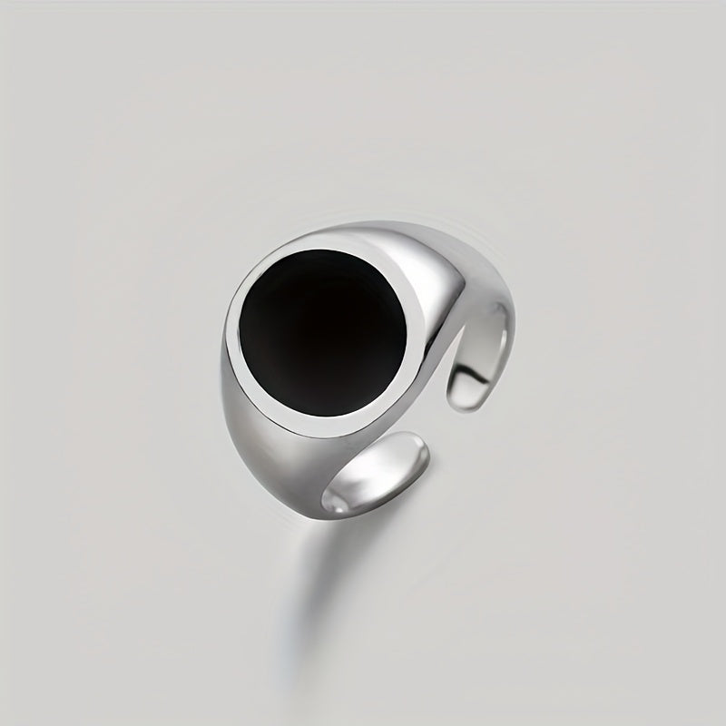 Minimalist Silvery-Plated Open Ring — Oval Design for Balance & Clarity