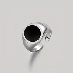 Minimalist Silvery-Plated Open Ring — Oval Design for Balance & Clarity