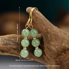Natural Stone Dangle Earrings - 6mm Green Beads with S925 Silver for Energy Balance & Daily Elegance