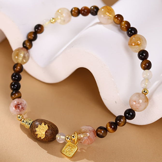 Tiger Eye Stone Bracelet - Natural Brown Beads for Protection & Confidence, Perfect Gift for Women