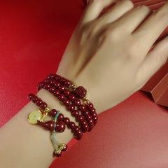 Cinnabar Bead Bracelet - Dragon Year Prosperity & Energy Talisman