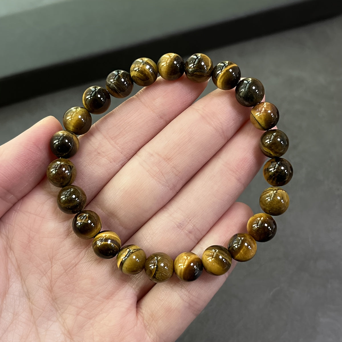 Natural Tiger's Eye Bracelet - 8mm Beads for Wealth & Prosperity Energy
