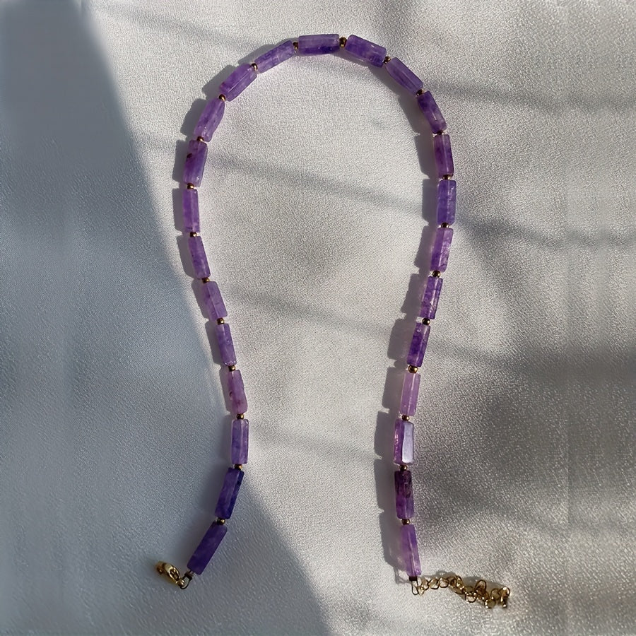 Elegant Natural Amethyst Bead Necklace - Spiritual Energy & Mindful Living Gift