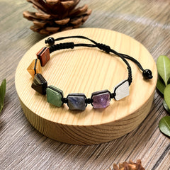 Natural Stone Pyramid Beads, Balance Energy, Protection & Spiritual Harmony, Adjustable Handmade Jewelry for Men & Women