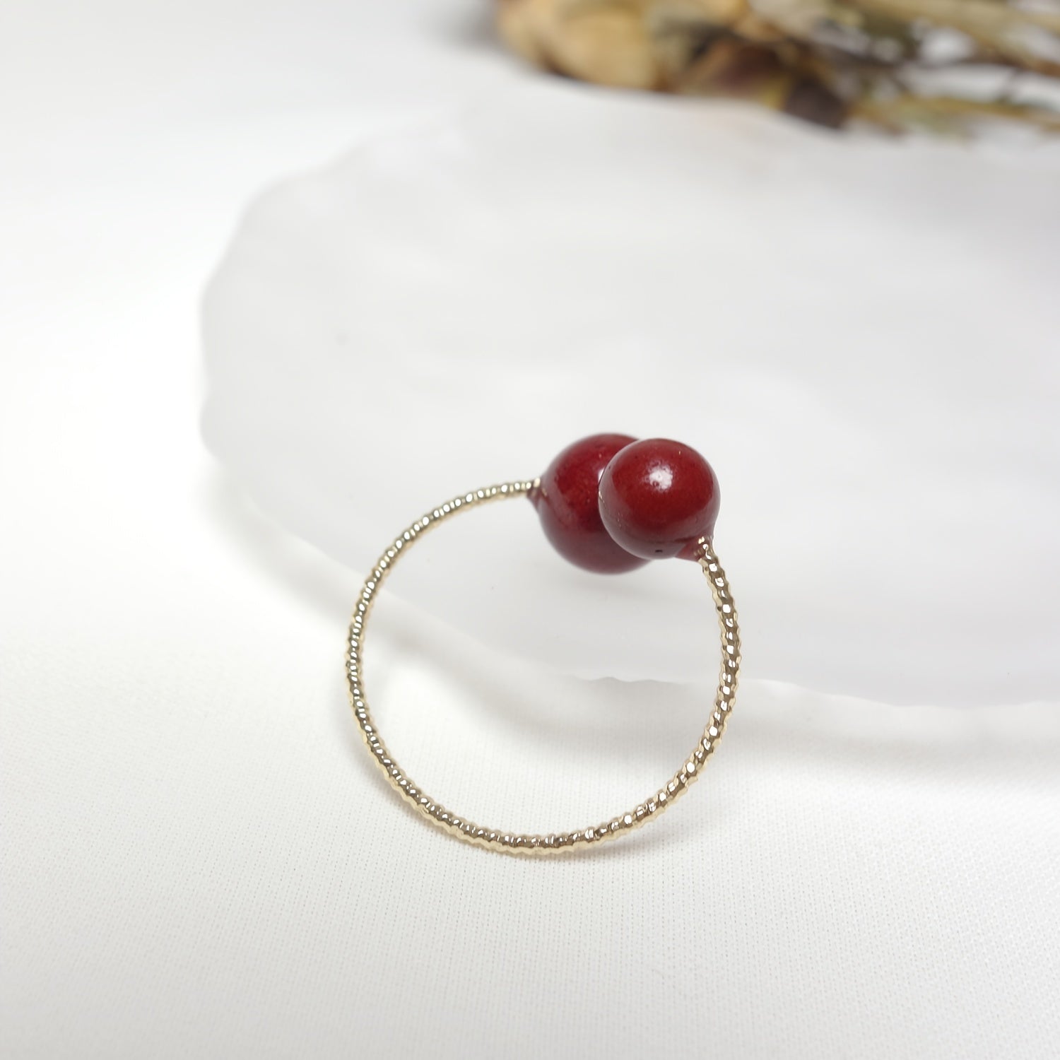 Cinnabar Good Luck Ring - High Content Red Stone for Prosperity & Protection