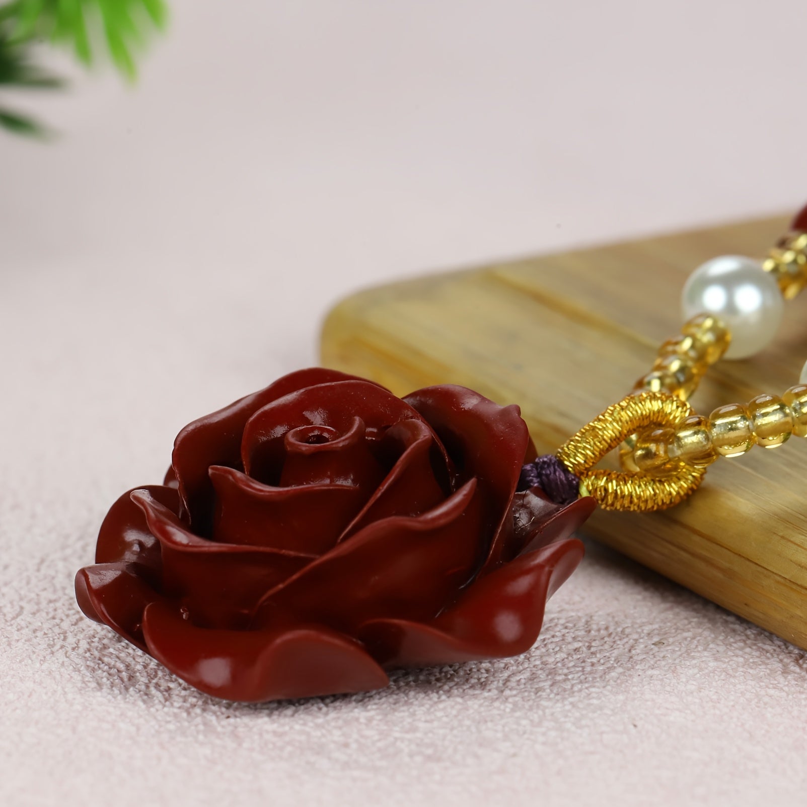 High-Content Cinnabar and Purple Golden Sand Rose Flower Carved Pendant for Eternal Love, Passion and Spiritual Protection