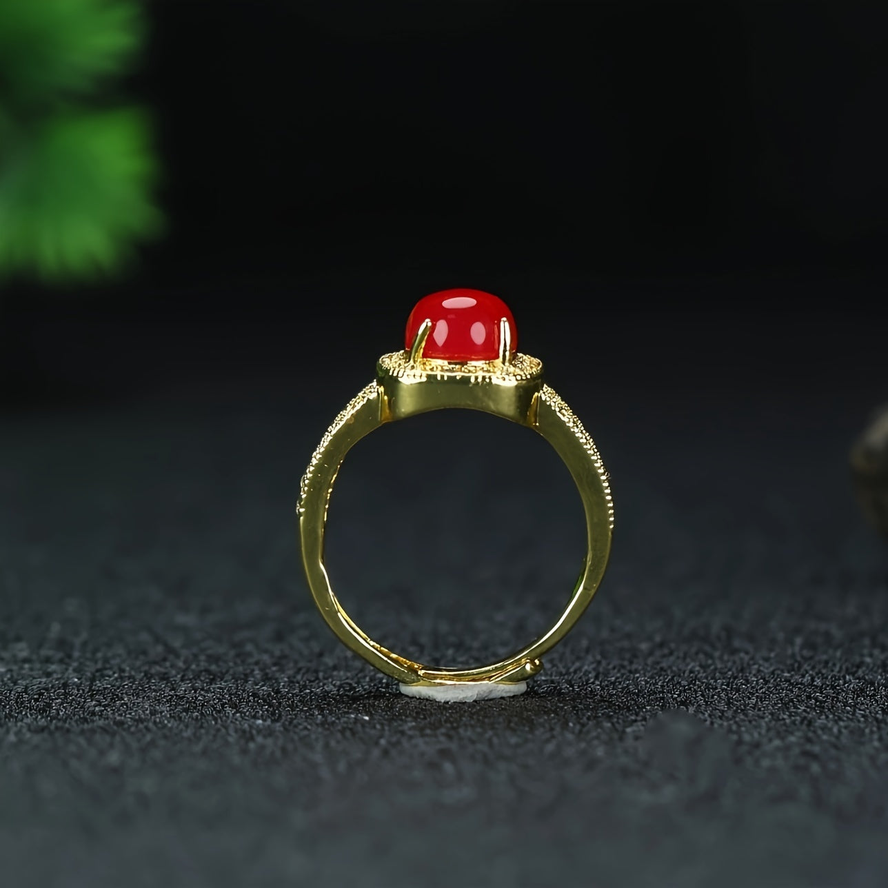 Vintage Court Style Red Carnelian Ring for Vitality & Emotional Balance Adjustable Unisex Jewelry