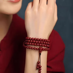 108 Natural Red Cinnabar Beads Bracelet - Enhance Spiritual Energy & Prosperity