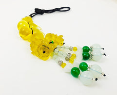 Golden Lotus Gourd  Car Blessing Charm   Feng Shui Safe Travels Amulet Lotus Gourd Jade Buckle Dangling Rearview Mirror Charms Amulet Pray for Luck Safety (Yellow)