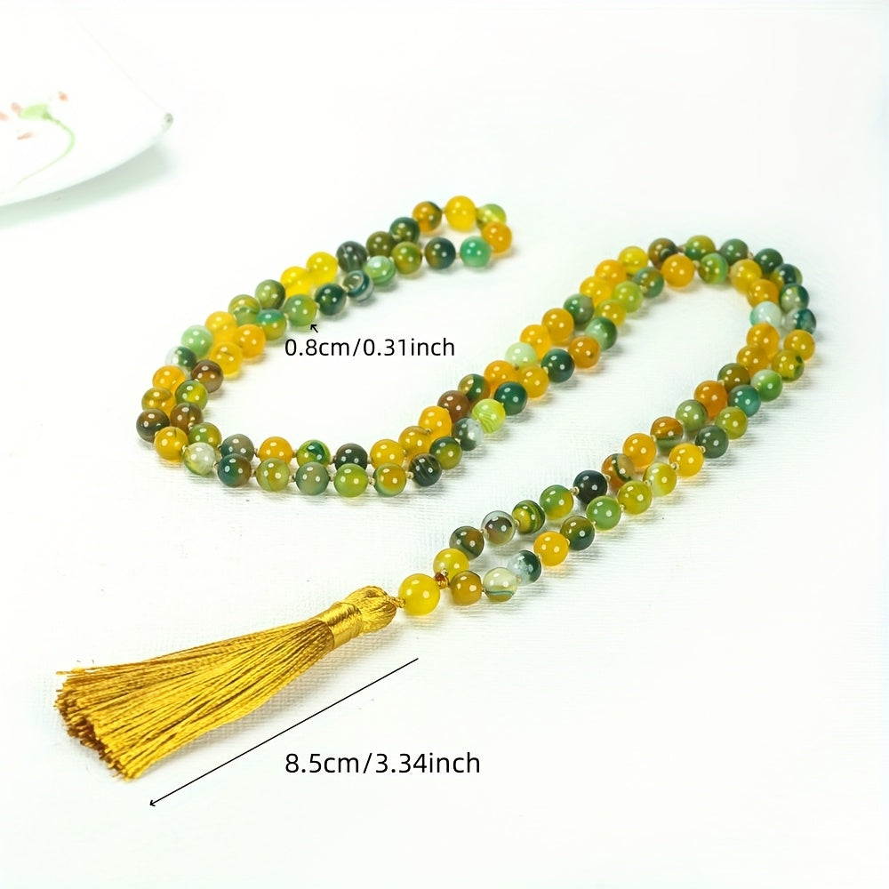 Agate Prayer Beads Necklace - 108 Beads for Spiritual Healing & Daily Wear