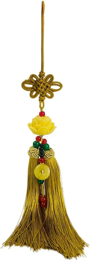 Lotus Blessing  Car Hanging Charm – Red Tassel for Wealth & Safe Travels