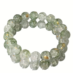 1pc Minimalist Chinese Glass Bead Bracelet - Elegant Green Gradient Beads for Everyday Harmony & Formal Elegance