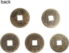5-Piece Ching Prosperity Coin Set  Ancient Wealth Activation Kit Authentic Wudiguan Coins (Qing Dynasty replica) with powerful Feng Shui  Good Luck Coins +Gift Bag