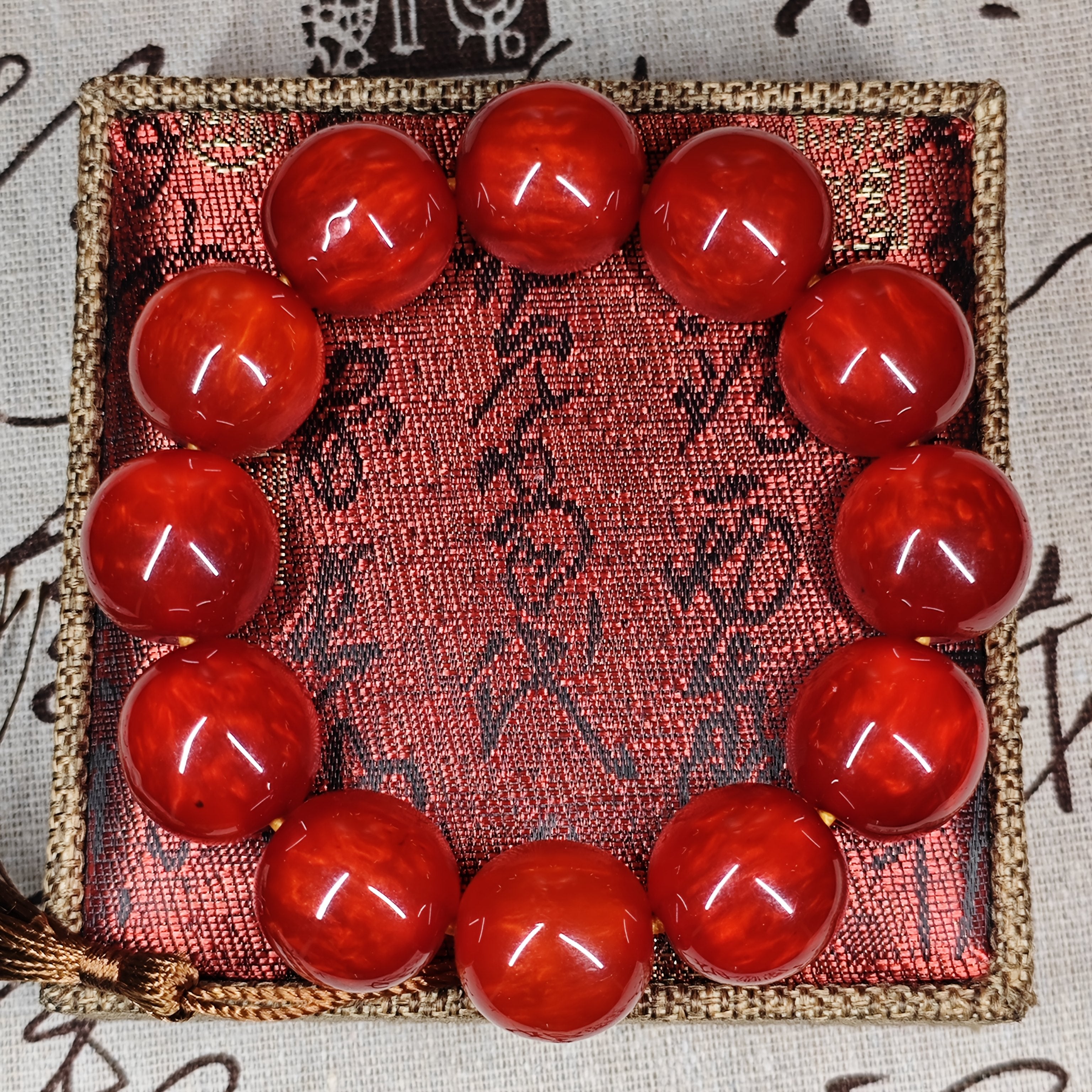 1pc Large 20mm Red Carnelian Beads Elastic Bracelet - Vintage Bohemian Style for Energy & Protection