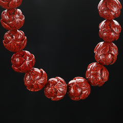 Red Lotus Bead Bracelet - High-Content Cinnabar Stone, Grounding Energy & Spiritual Protection