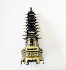 10" Antique Bronze Wenchang Pagoda   Scholar’s Blessing for Career & Wisdom  Enhance Education, Business Success & Office Feng Shui
