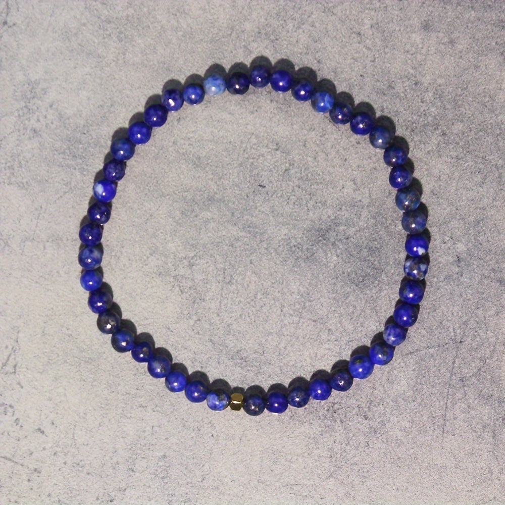 Natural Lapis Lazuli Beaded Stretch Wristband - Boho Style for Daily Wear & Gifting