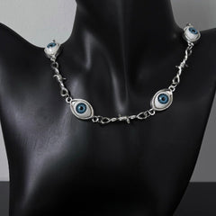 Heavy-Duty Exaggerated Collarbone Chain with Eye Pendant - Gothic Edgy Layered Necklace for Concerts & Everyday Wear