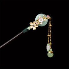 1pc Vintage Japanese Hair Stick with Floral Chain - Elegant Hairpin for Weddings & Cosplay with Teardrop Accents & Alloy Construction