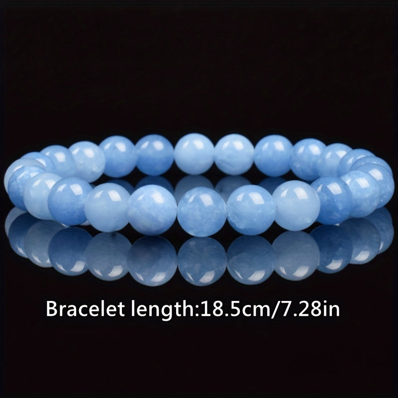 Vintage Blue Natural Stone Bracelet - February Birthstone for Yoga & Holiday Gifts