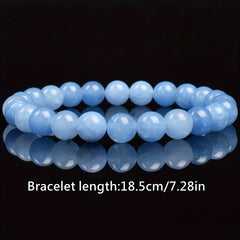 Vintage Blue Natural Stone Bracelet - February Birthstone for Yoga & Holiday Gifts