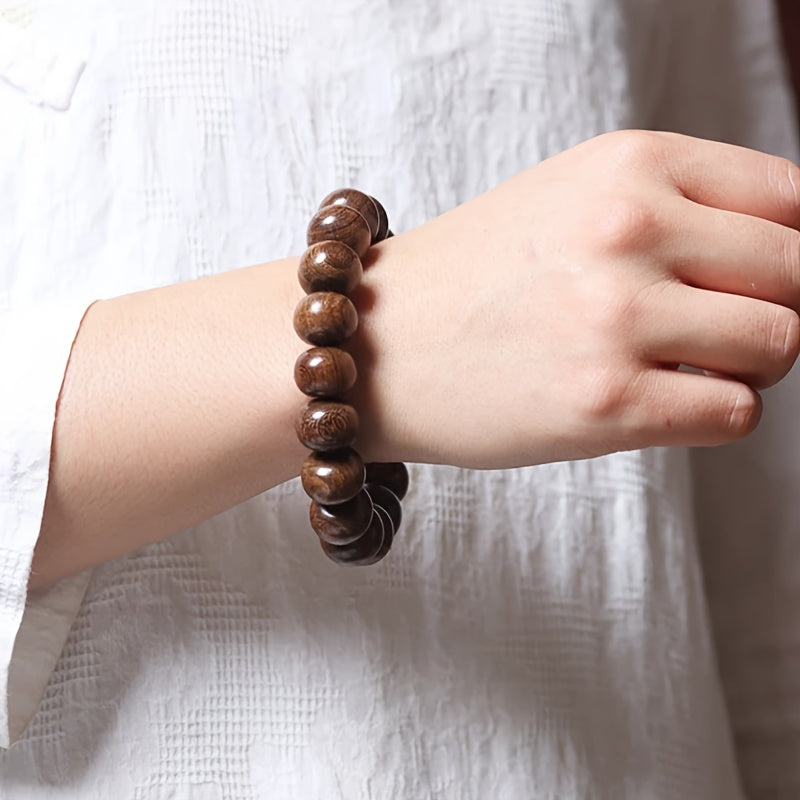 1pc Natural Ambergris Wood Bead Necklace - Spiritual Energy for Mindfulness & Healing