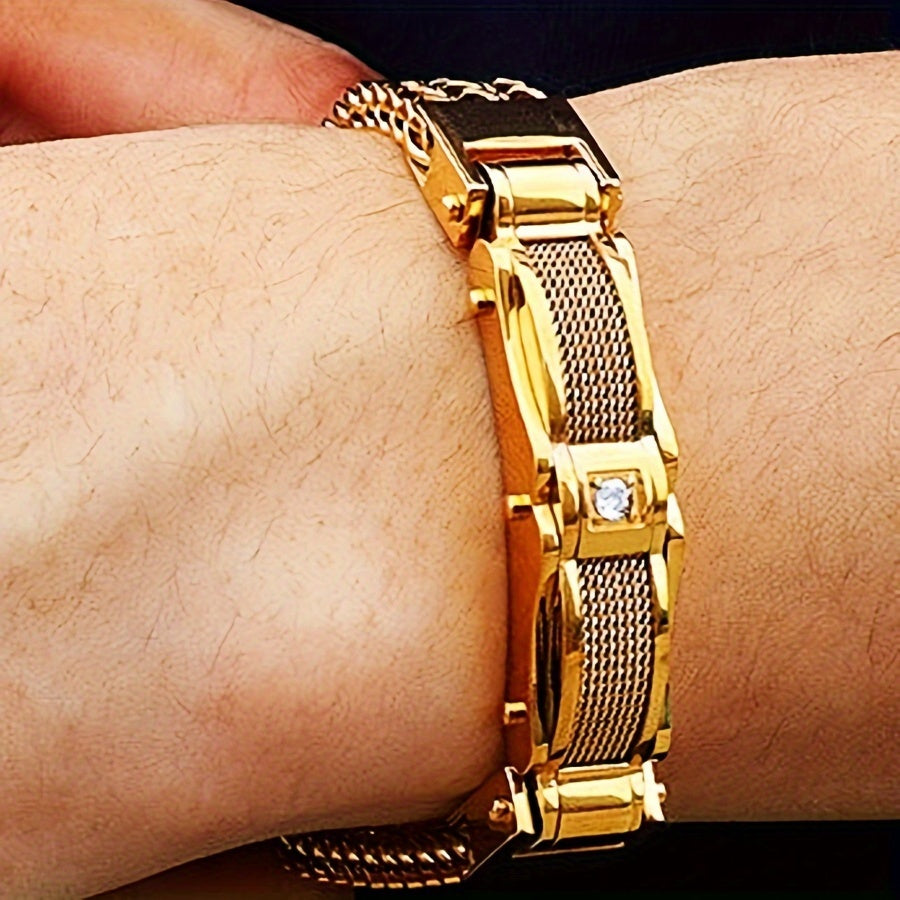 Men's 304 Stainless Steel Hip-Hop Motorcycle Chain Bracelet - Energy of Strength & Style | Nightclub & Wedding Wear