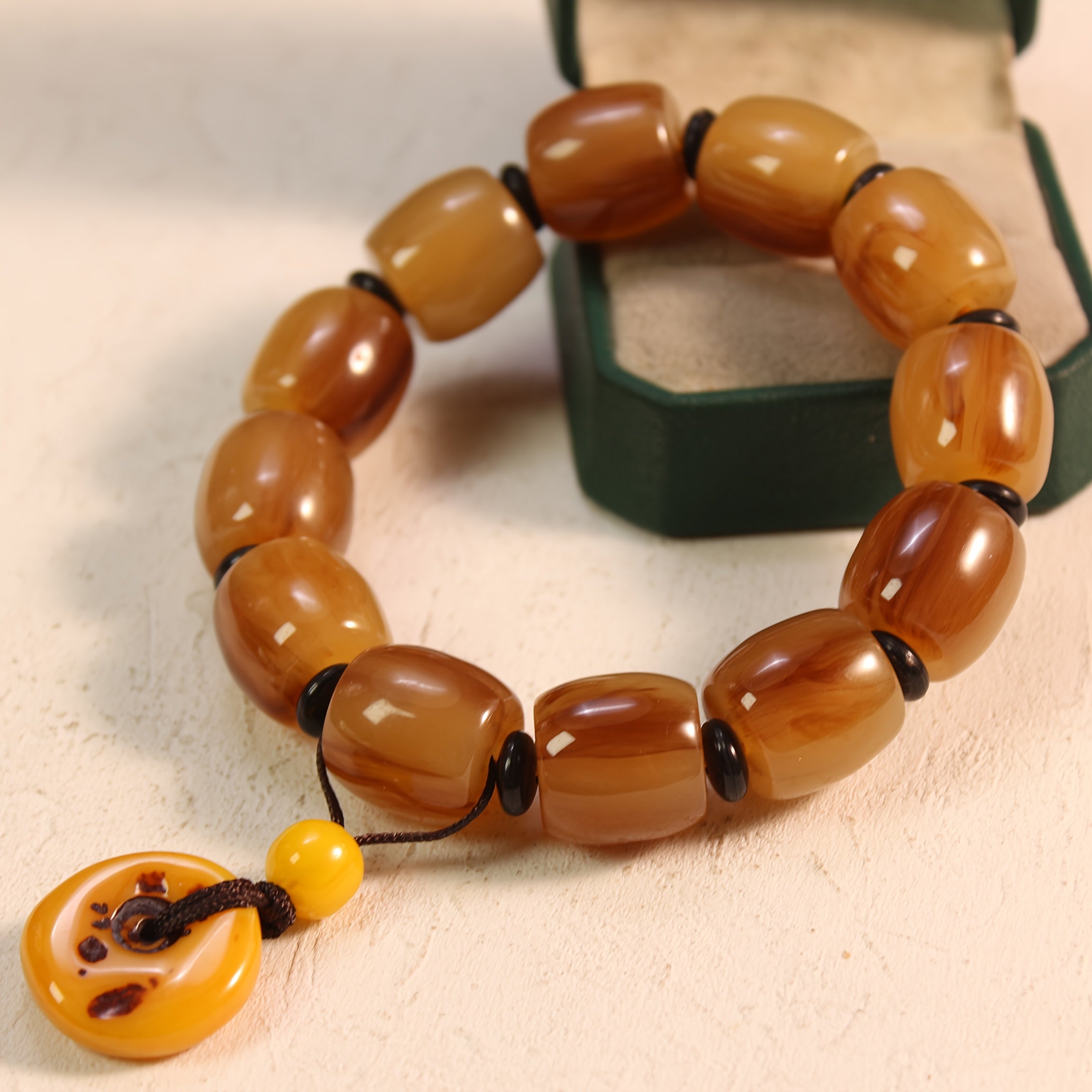 Men's Tibetan Yak Horn Prayer Bead Bracelet - Natural Stone Energy for Daily Wear & Festivals